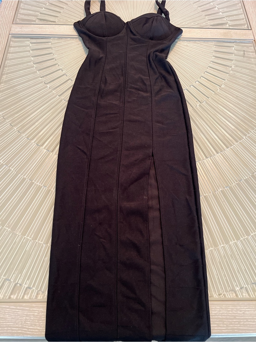 Haute Monde Black Bustier Bodycon Midi Dress